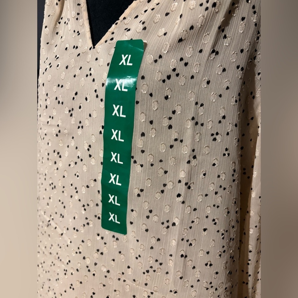 Hilary Radley Beige Printed Ruffled Blouse with Black Speckles - Picture 5 of 9